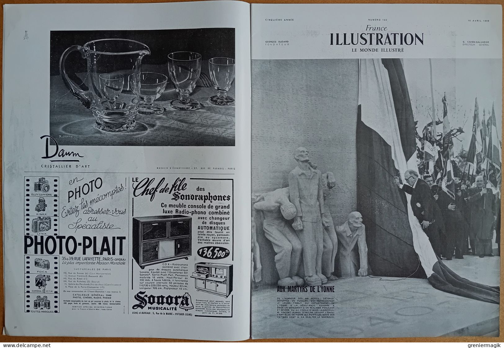 France Illustration N°183 16/04/1949 Pacte Atlantique Nord/Brésil Sao-Paulo/Cloches Lucenti Rome/Gens De Lettres/Cars - Informaciones Generales