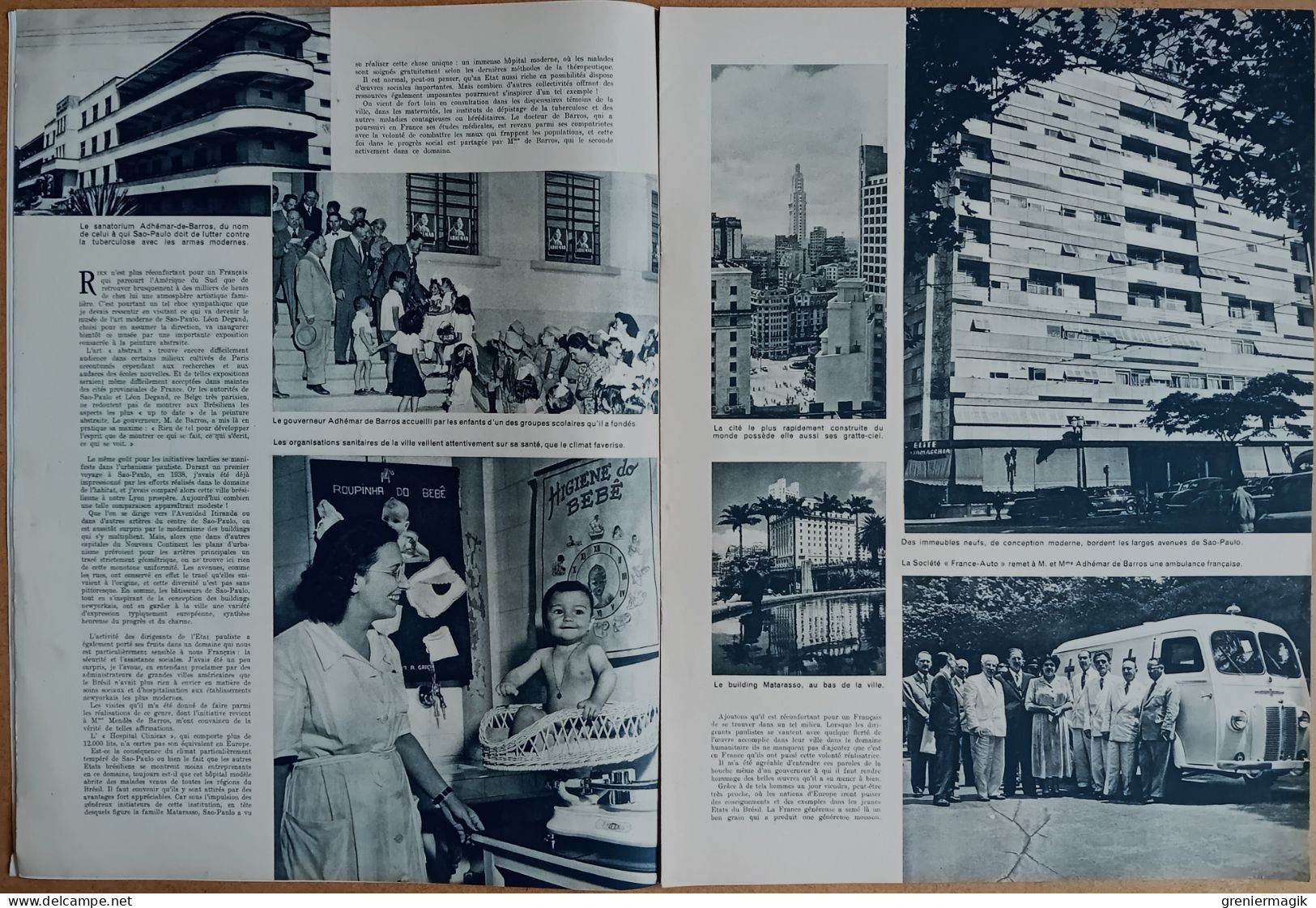 France Illustration N°183 16/04/1949 Pacte Atlantique Nord/Brésil Sao-Paulo/Cloches Lucenti Rome/Gens de lettres/Cars