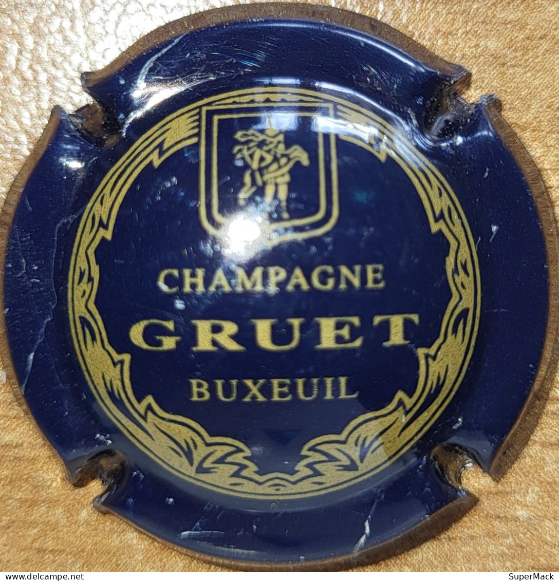 Capsule Champagne GRUET Série Nom Horizontal, Petit Liseret, Verso Doré, Bleu Noir & Or Mat Nr 02 - Gruet