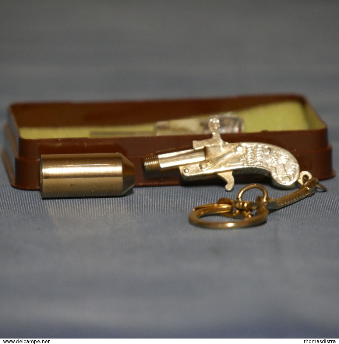 Berloque Le Plus Petit Pistolet à Blanc Du Monde Serti D'or Années 70 80 Vintage - Armes Neutralisées