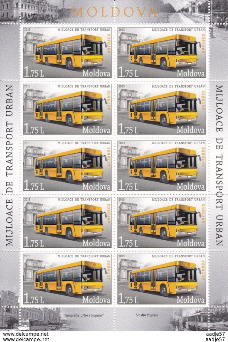 MOLDOVA 2013 City Urban Transport Bus & Trolleybus 2 Sheetlets Mi Klb.850-Klb.851+Bl.65(852) Scott 805-807 - Busses