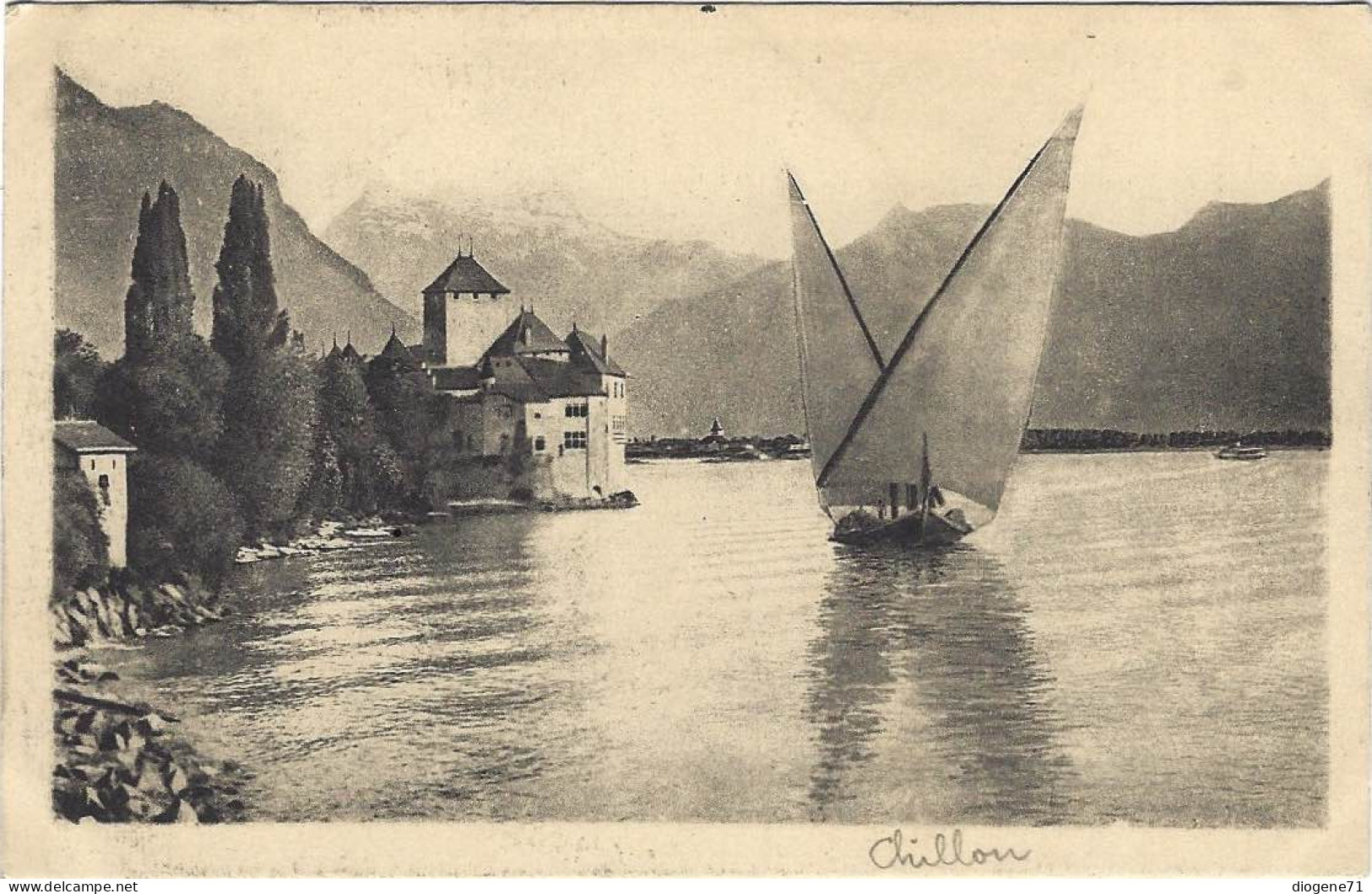 Chateau De Chillon Et La Dent Du Midi Barque - Veytaux