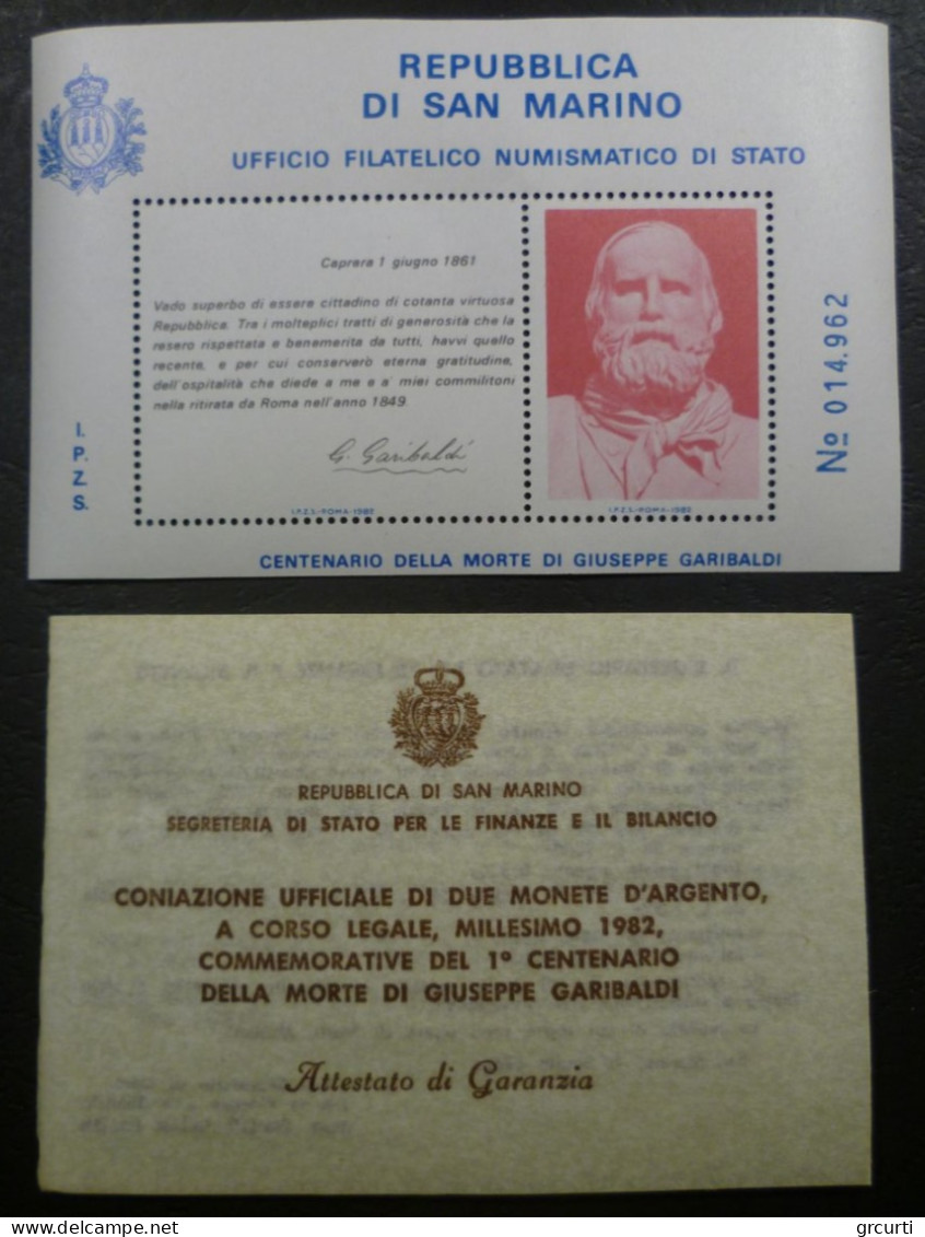 San Marino - 500 E 1.000 Lire 1982 - 100° Morte Di Giuseppe Garibaldi - Gig. 198 - KM# 139+141 - Saint-Marin