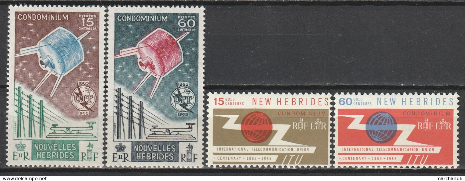 Nouvelles Hébrides Centenaire De L Union Internationale Des Télécommunications1965 N°211/214 Neuf*charnière - Nuovi