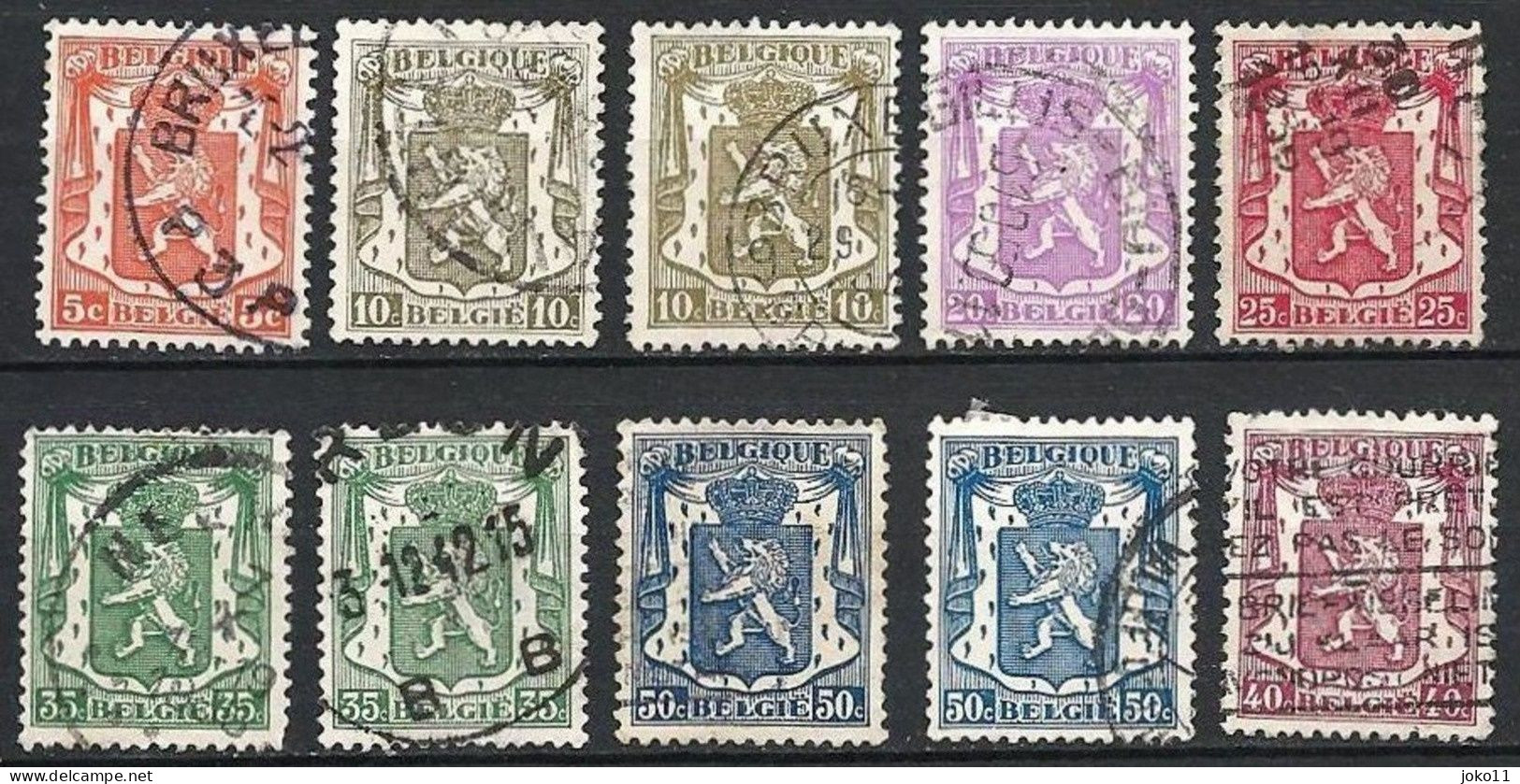 Belgien, 1935-1938, Staatswappen, Gestempelt - 1935-1949 Kleines Staatssiegel