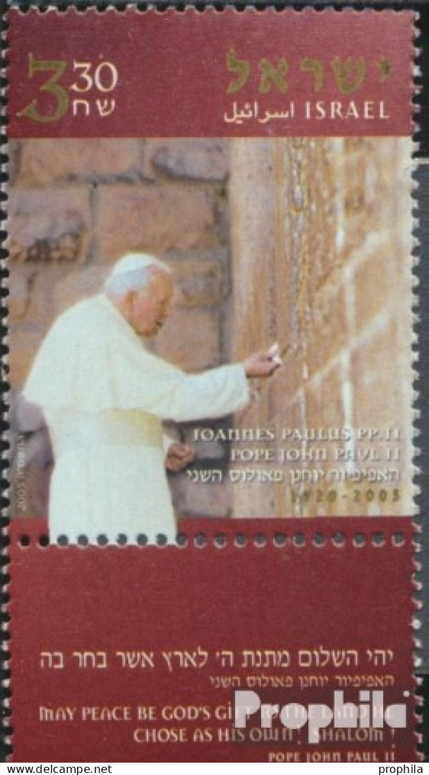 Israel 1823 Mit Tab (kompl.Ausg.) Postfrisch 2005 Tod Papst Johannes Paul II - Ungebraucht (mit Tabs)