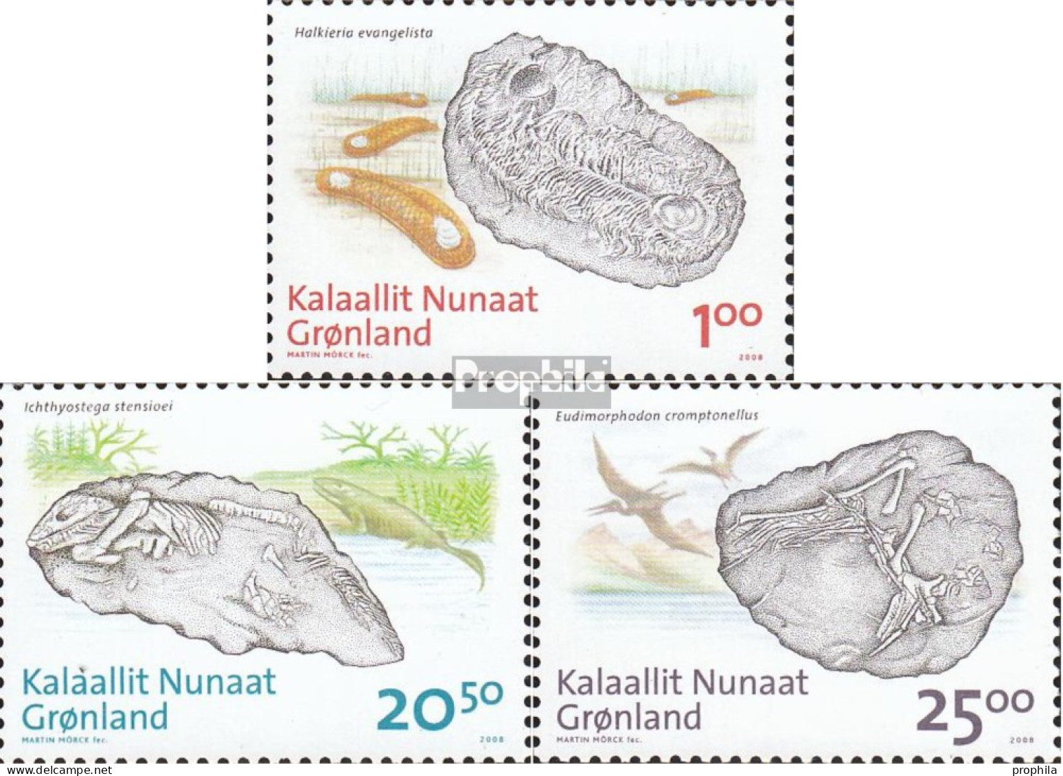 Dänemark - Grönland 512-514 (kompl.Ausg.) Postfrisch 2008 Grönländische Fossilienfunde - Unused Stamps