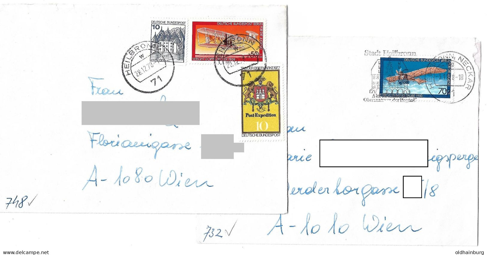 0062n: Zwei Bedarfspostbelege Berlin 1978, Jugendmarken Alte Flugzeuge - Lettres & Documents