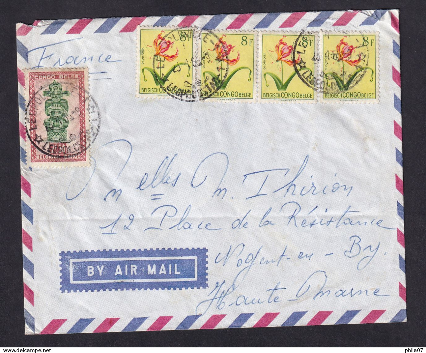 BELGIAN CONGO - Nice Air Mail Envelope Sent From Congo To France, Nice Franking / 2 Scan - Storia Postale