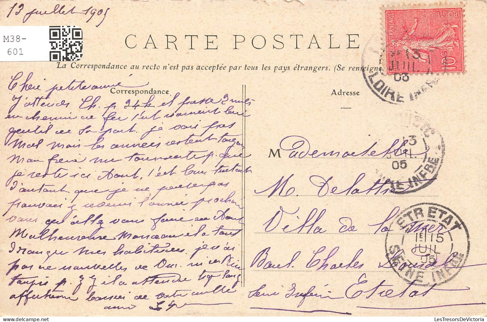 FRANCE - Le Bourg De Batz - Comme On Le Voit Du Croisic - Eglise  - Carte Postale Ancienne - Batz-sur-Mer (Bourg De B.)