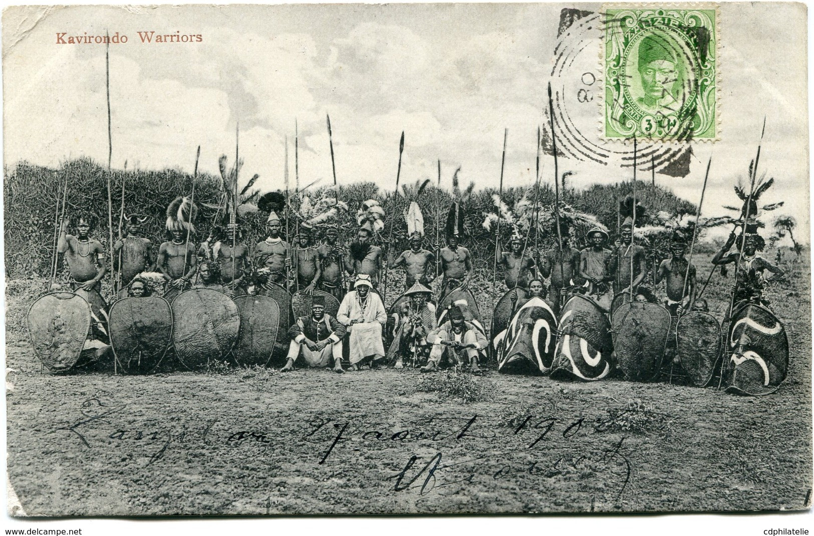 ZANZIBAR CARTE POSTALE -KARIVONDO WARRIORS DEPART ZANZIBAR AU 27 08 POUR LA FRANCE - Zanzibar (...-1963)