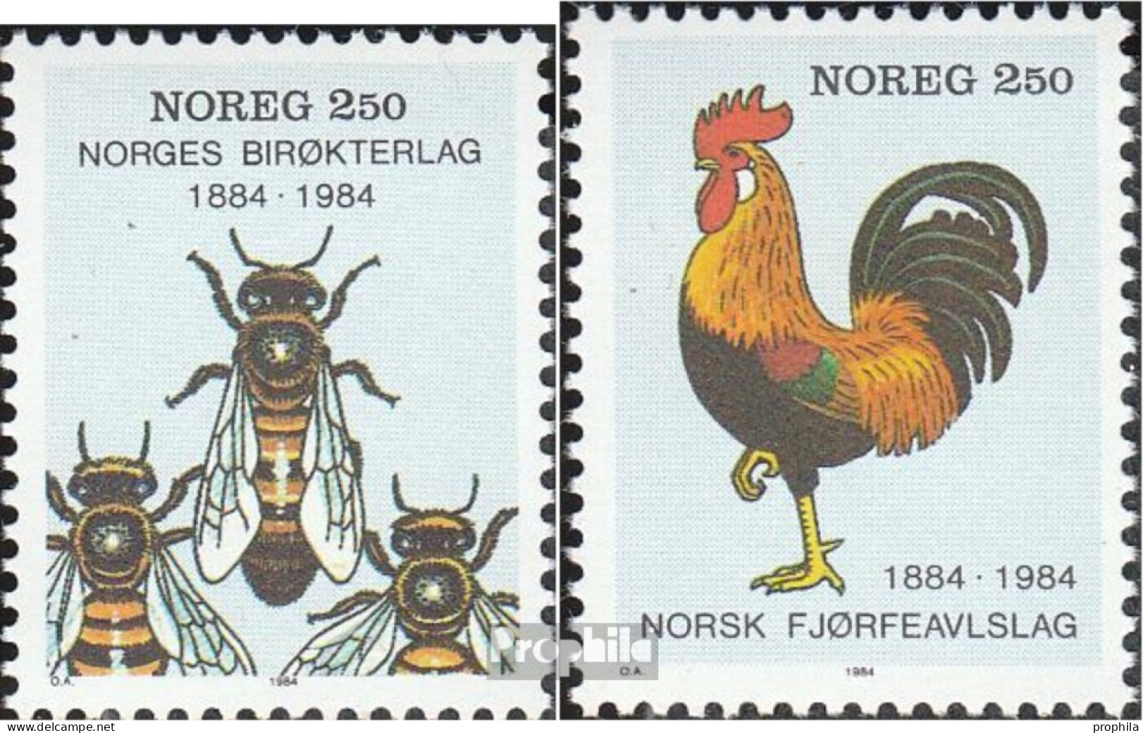 Norwegen 908-909 (kompl.Ausg.) Postfrisch 1984 Imkergesellschaft - Nuevos