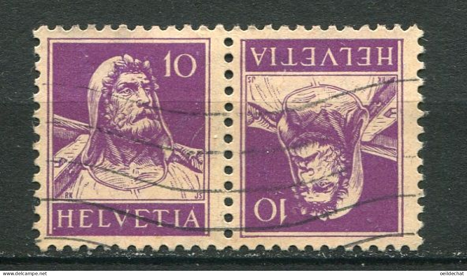 26202 Suisse N°243b° 10c. Violet Foncé Sur Chamois Tête-bêche  1930-31  TB - Tete Beche