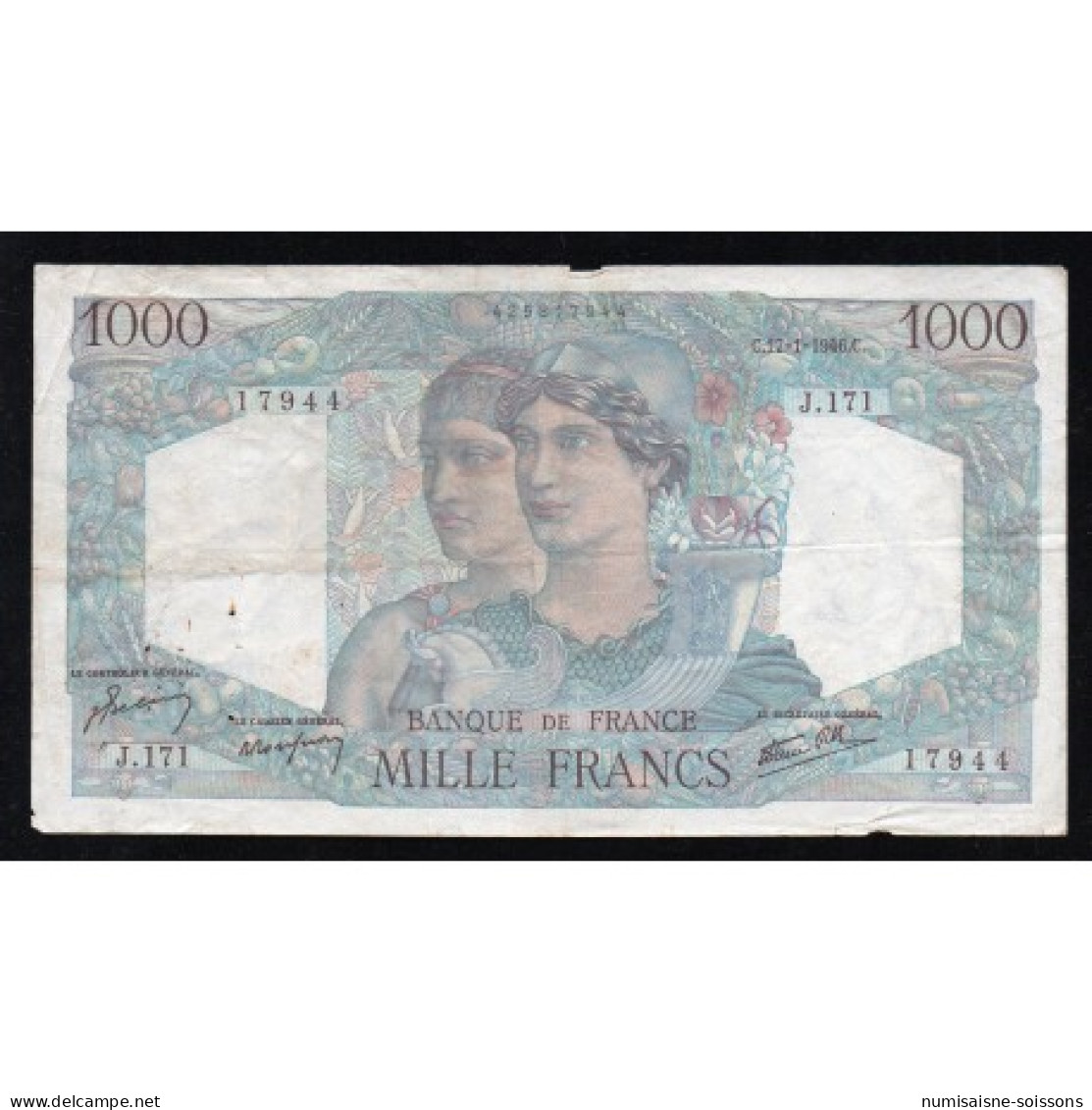 FAY 41/10 - 1000 FRANCS MINERVE ET HERCULE - 17/01/1946 - PICK 130 - TTB - 1 000 F 1945-1950 ''Minerve Et Hercule''