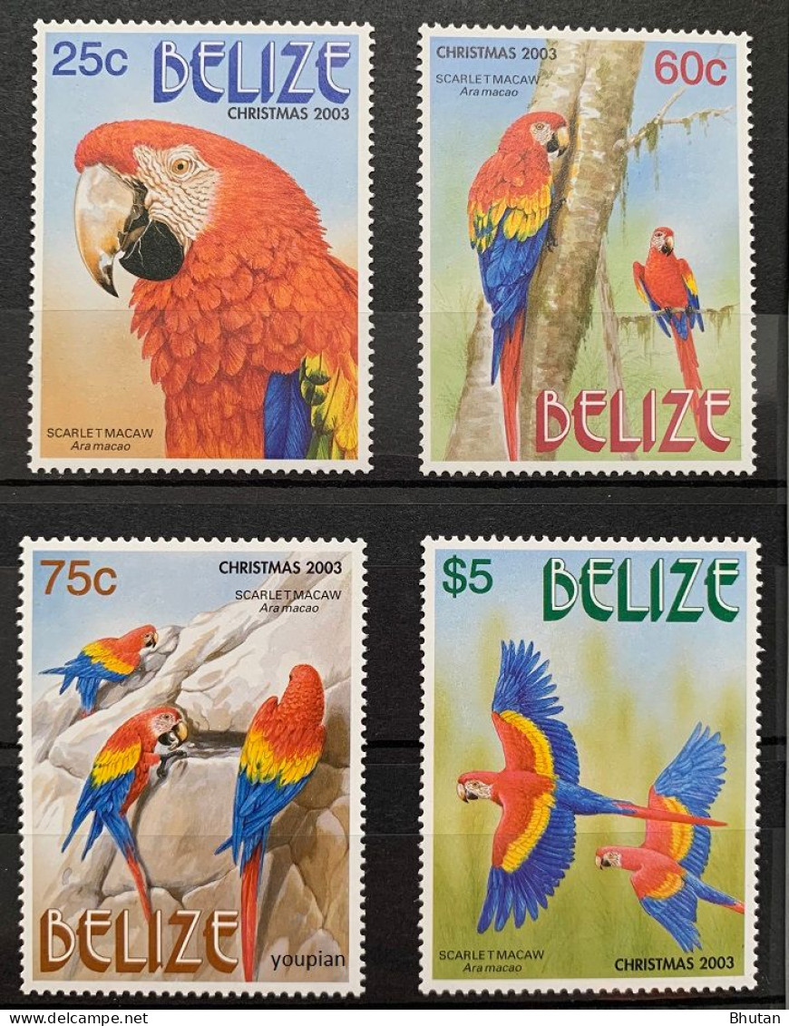 Belize 2003, Scarlet-Macaw, MNH Stamps Set - Belize (1973-...)