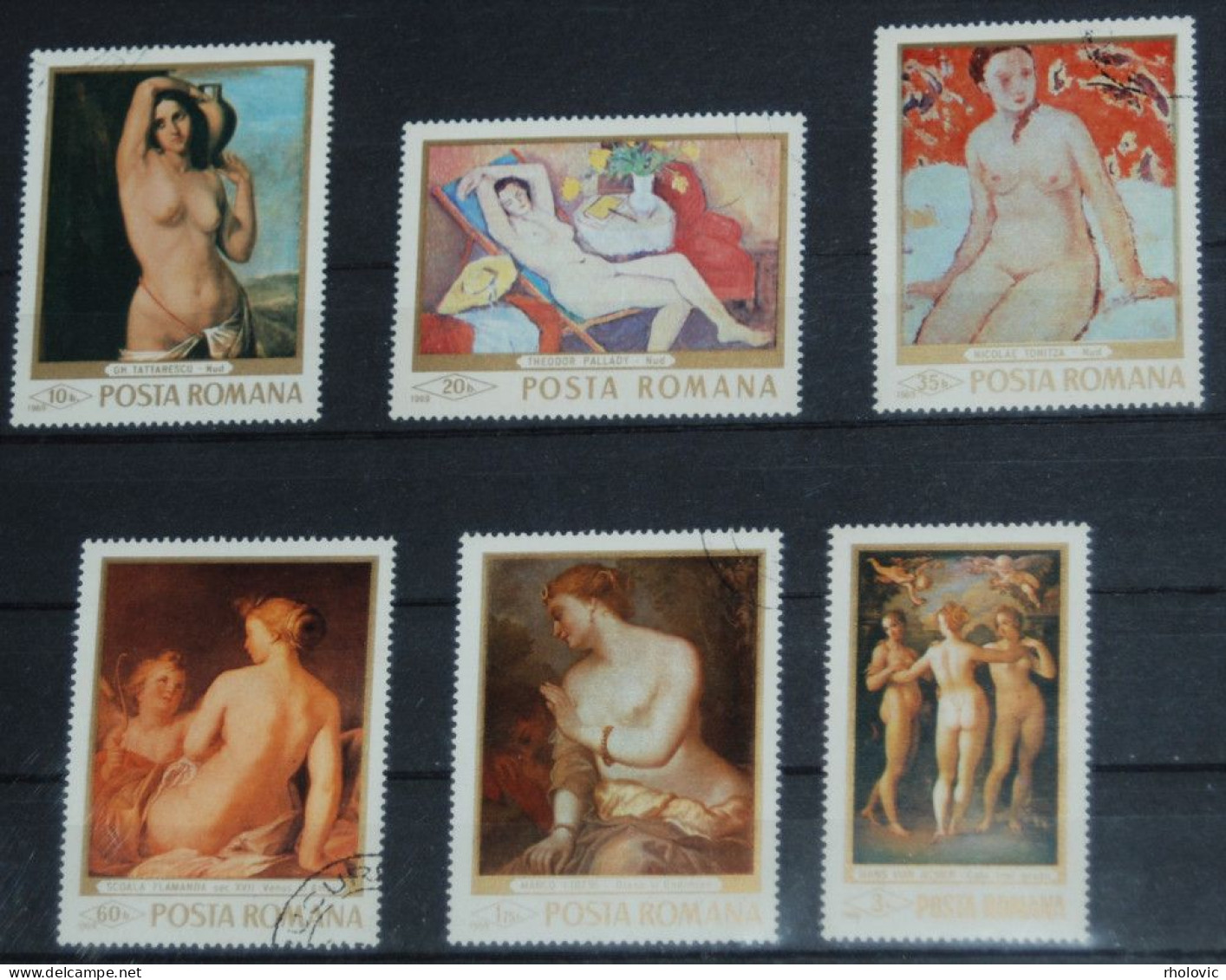 ROMANIA 1969, Nudes, Paintings, Art, Mi #2755-60, Used - Desnudos