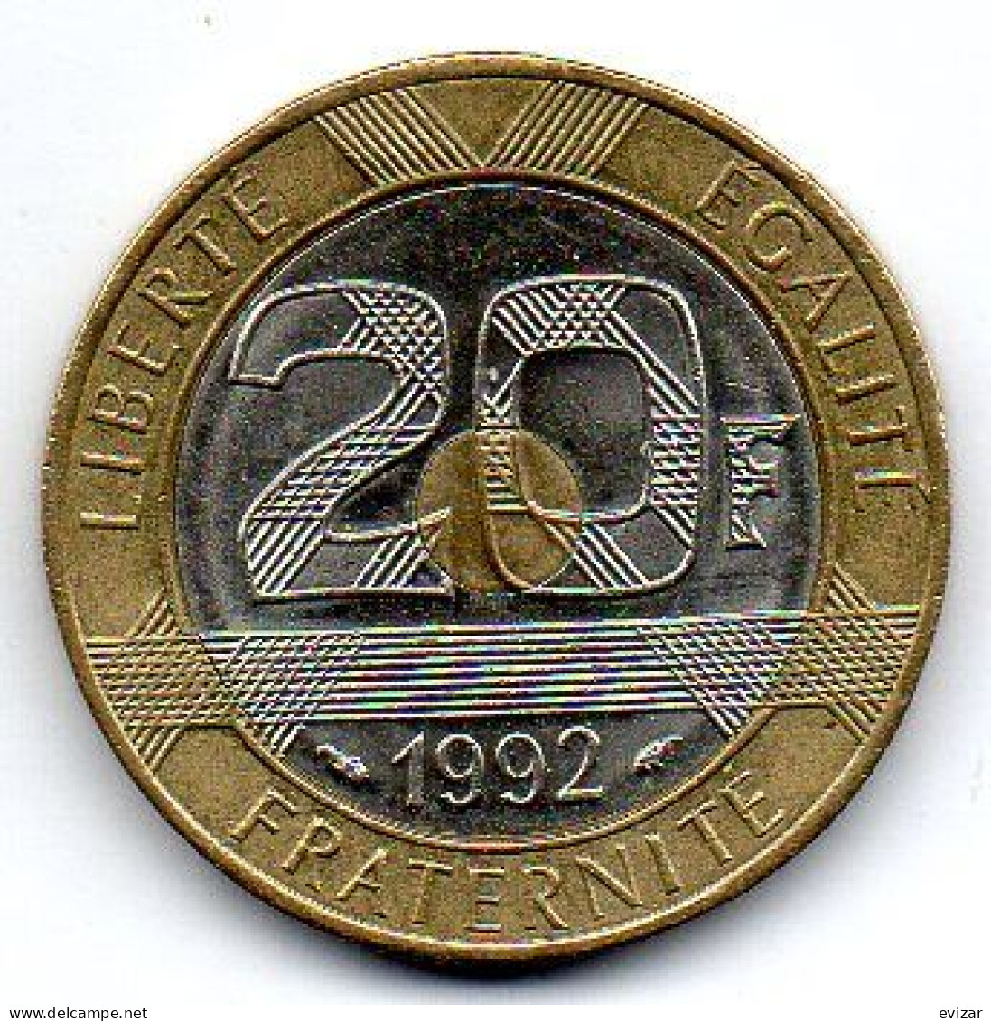FRANCE, 20 Francs, Bimetallic, Year 1992, KM # 1008.1 - 20 Francs