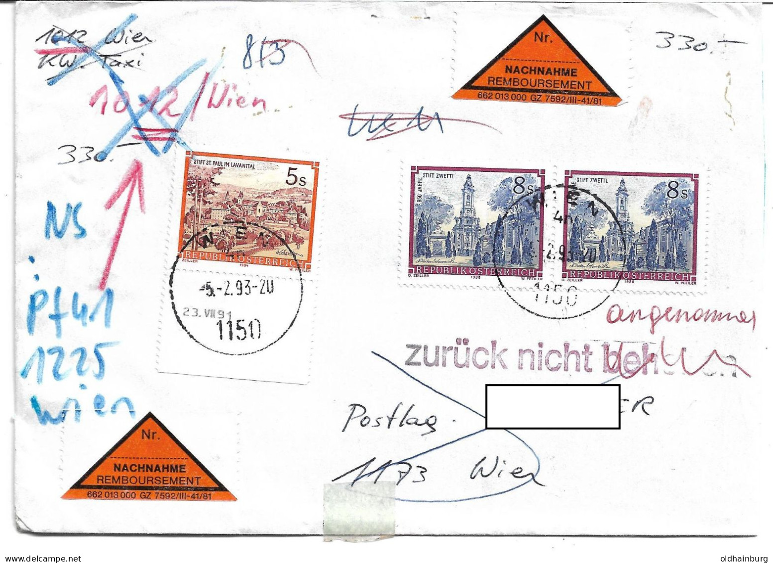 1199h Österreich 1992, Druckdatum 23.VII.91 Auf 5.- Freimarke Als NN- Brieffrankatur, R - Briefe U. Dokumente