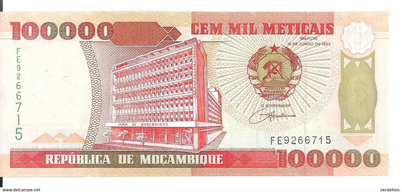 MOZAMBIQUE 100000 METICAIS 1993 UNC P 139 - Mozambique