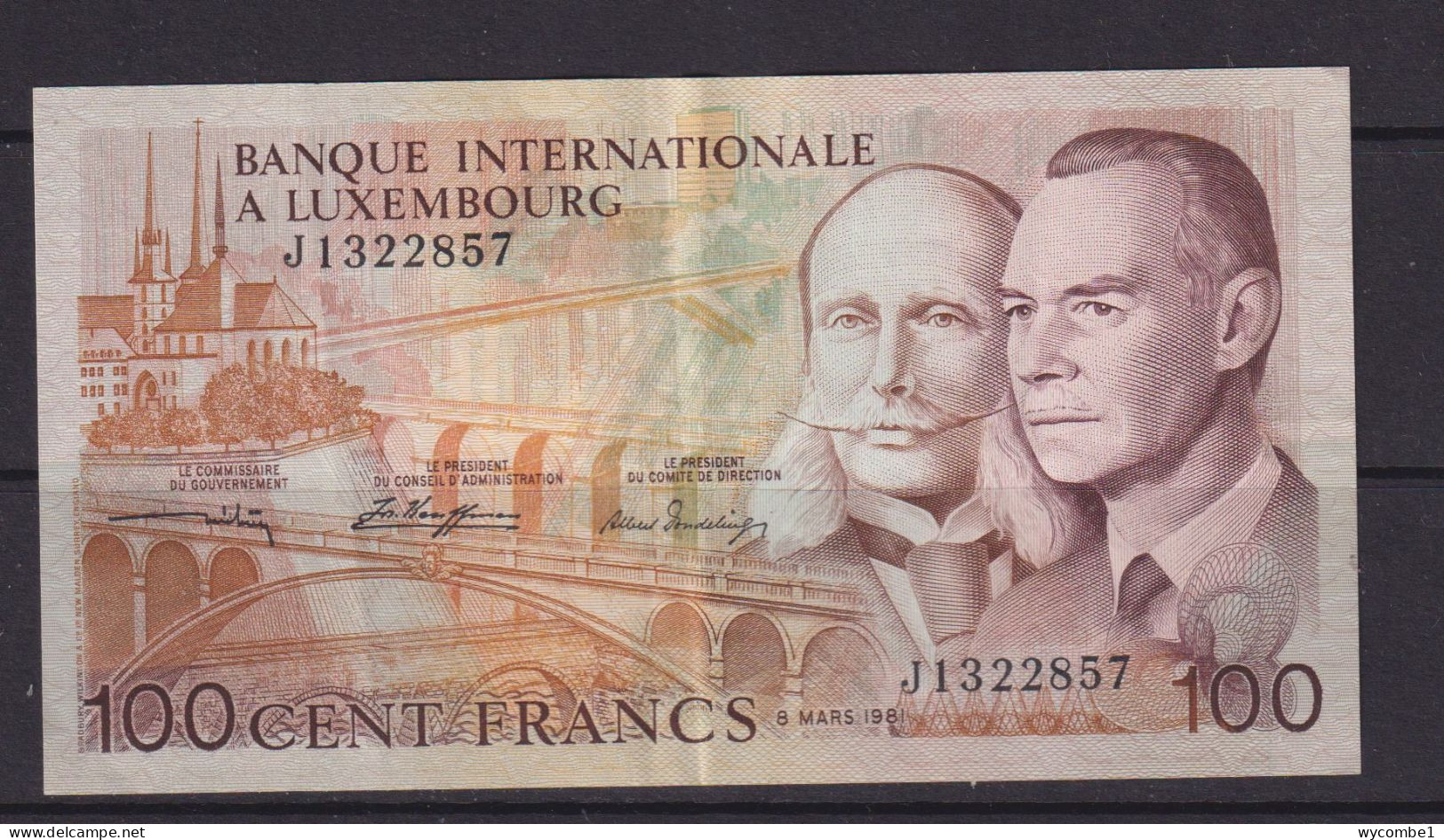 LUXEMBOURG -  1981 100 Francs Circulated Banknote - Luxembourg