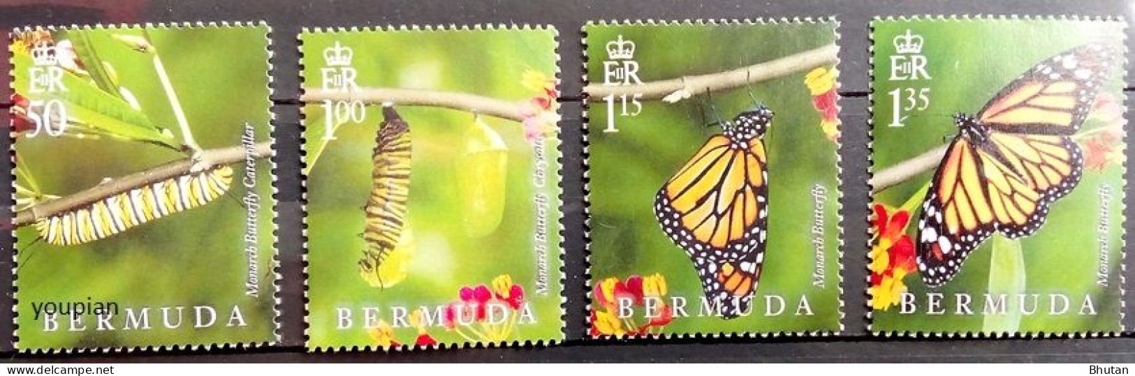 Bermuda 2016, Lifecycle Of The Monarch Butterfly, MNH Stamps Set - Bermuda