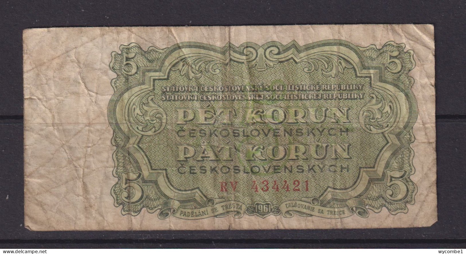 CZECHOSLOVAKIA -  1961 5 Korun Circulated Banknote - Czechoslovakia