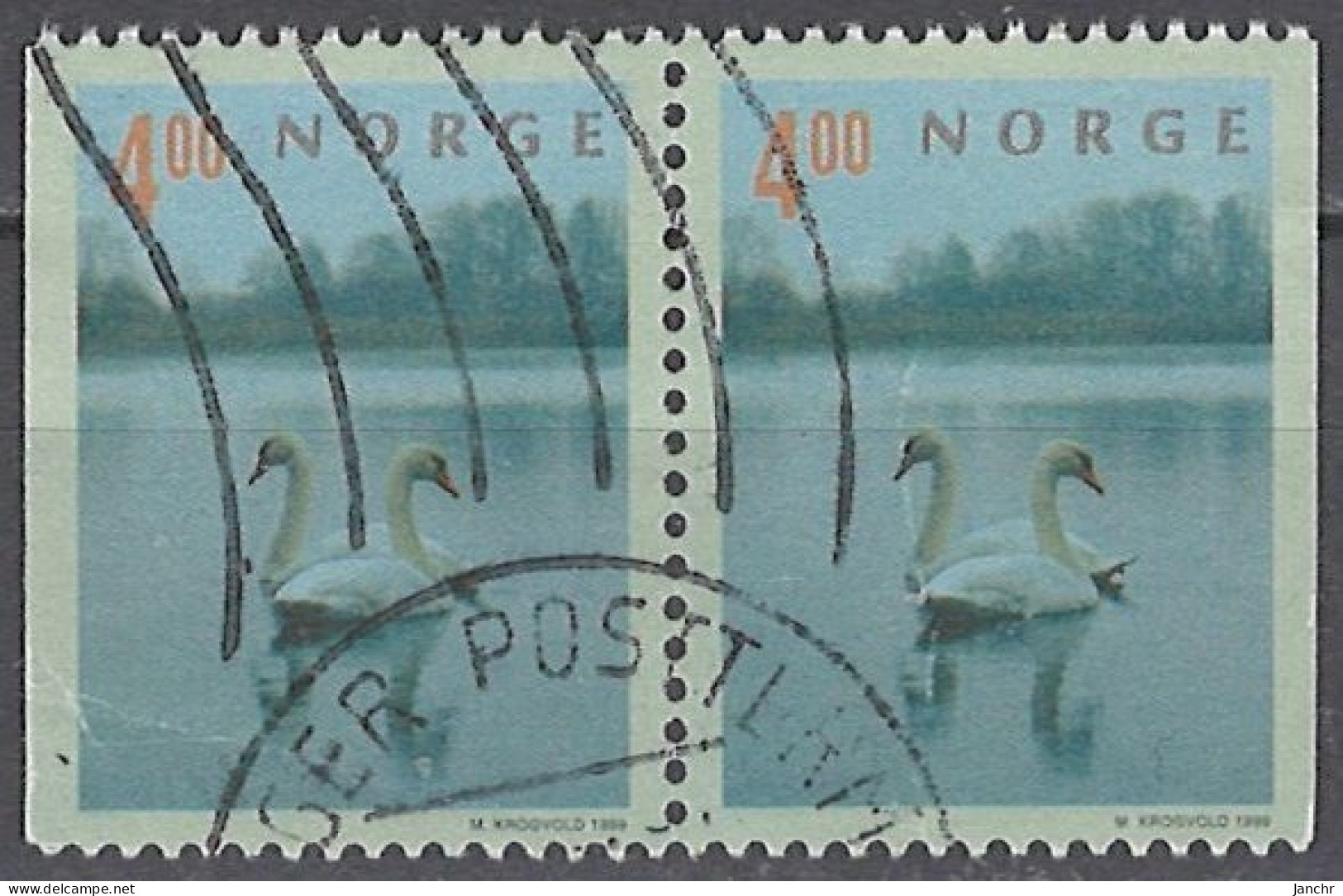 Norwegen Norway 1999. Mi.Nr. 1307 Dl/Dr Pair, Used O - Used Stamps