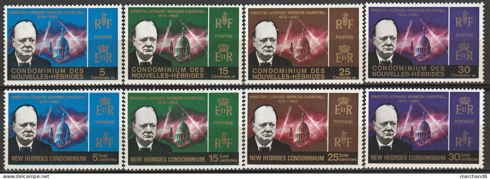 Nouvelles Hébrides Mort De Sir Winston Churchill 1966 N°227/234 *neuf Charnière - Unused Stamps
