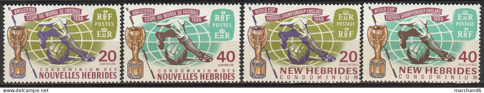 Nouvelles Hébrides Coupe Du Monde De Football Francaise Anglaise 1966 N°235/238 Neuf*charnière - Nuevos