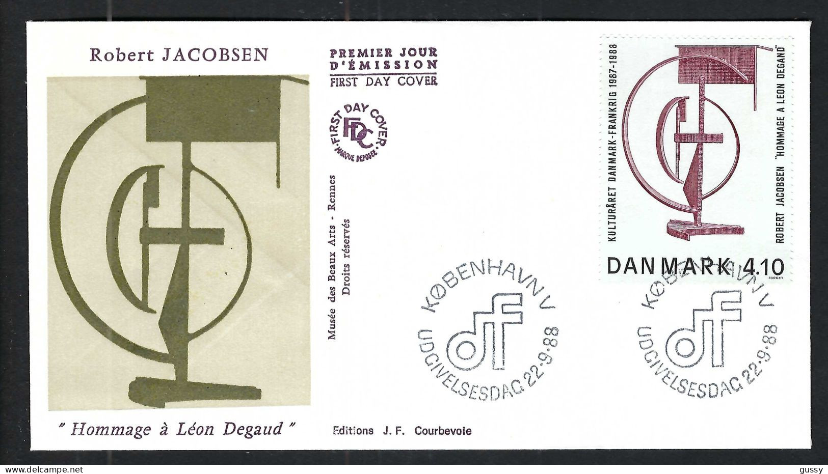DANEMARK Ca.1988: FDC "Léon Degaud" De Kopenhague - Brieven En Documenten