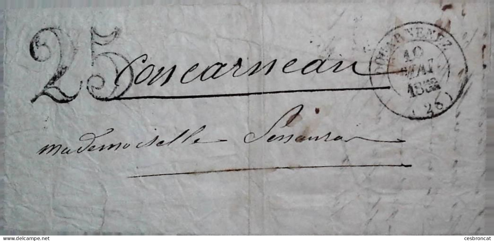 O 3 Lettre Douarnenez Vers  Concarneau - 1852 Louis-Napoleon