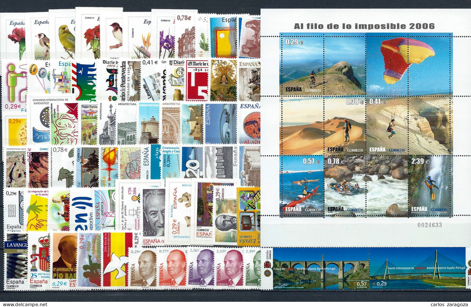 A FACIAL—ESPAÑA 2006—AÑO COMPLETO NUEVO—TODOS LOS SELLOS, CON BASICA REY, SIN HOJAS BLOQUE ** MNH - Años Completos