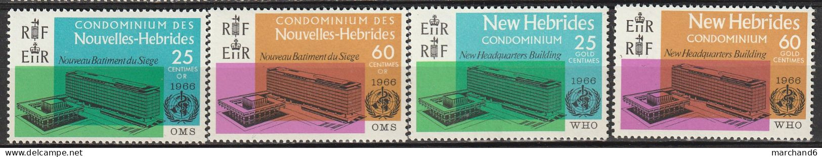 Nouvelles Hébrides Inauguration Du Siège De L Organisation Mondiale De La San 1966 N°245/248 Neuf*charnière - Unused Stamps