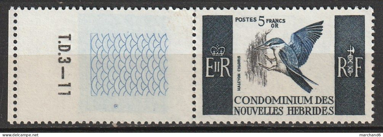 Nouvelles Hébrides Alcyon Chloris Francaise1967  N°255 Neuf** Bord De Feuille - Unused Stamps