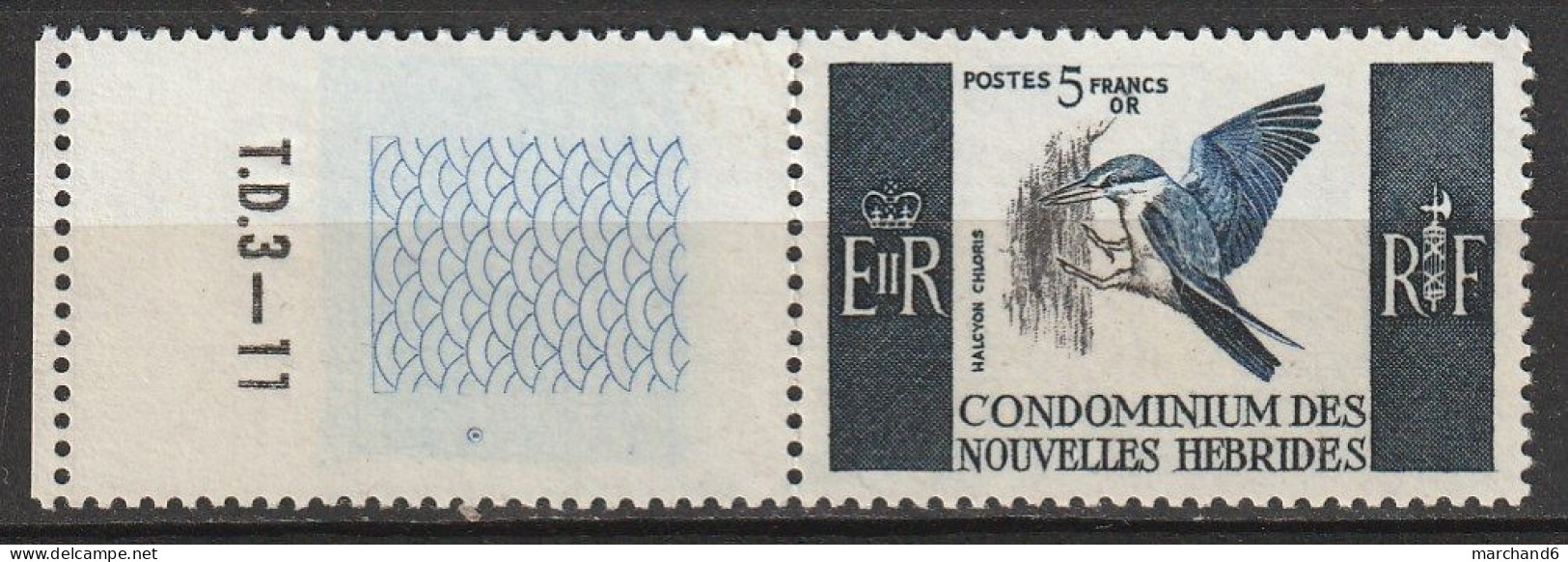 Nouvelles Hébrides Alcyon Chloris Francaise1967  N°255 Neuf** Bord De Feuille - Nuovi