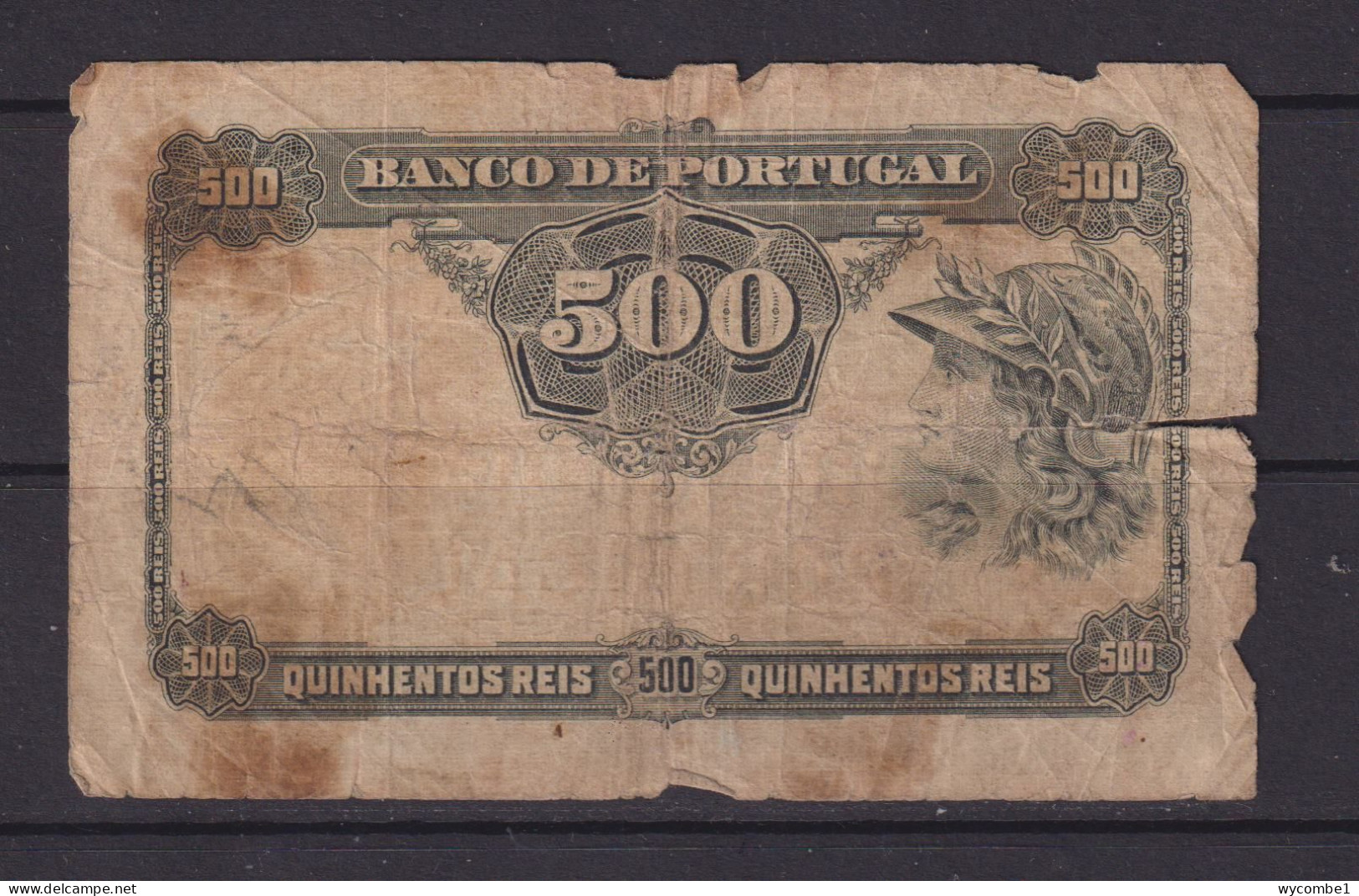 PORTUGAL -  1904 500 Reis Circulated Banknote - Portugal