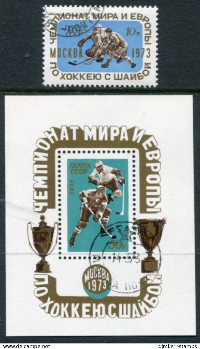 SOVIET UNION 1973 Ice Hockey Championships Used.  Michel 4100 + Block 84 - Used Stamps