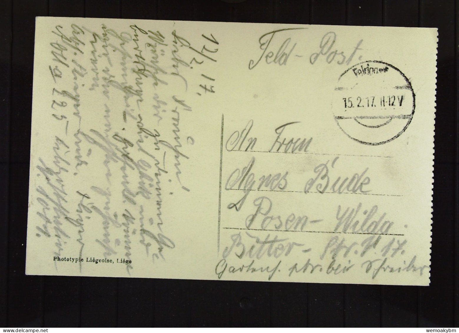Belgien: Feldpostkarte Von Brüssel (Bruxelles) Mit Place De La Bourse Vom 15.2.1917 - Briefe U. Dokumente
