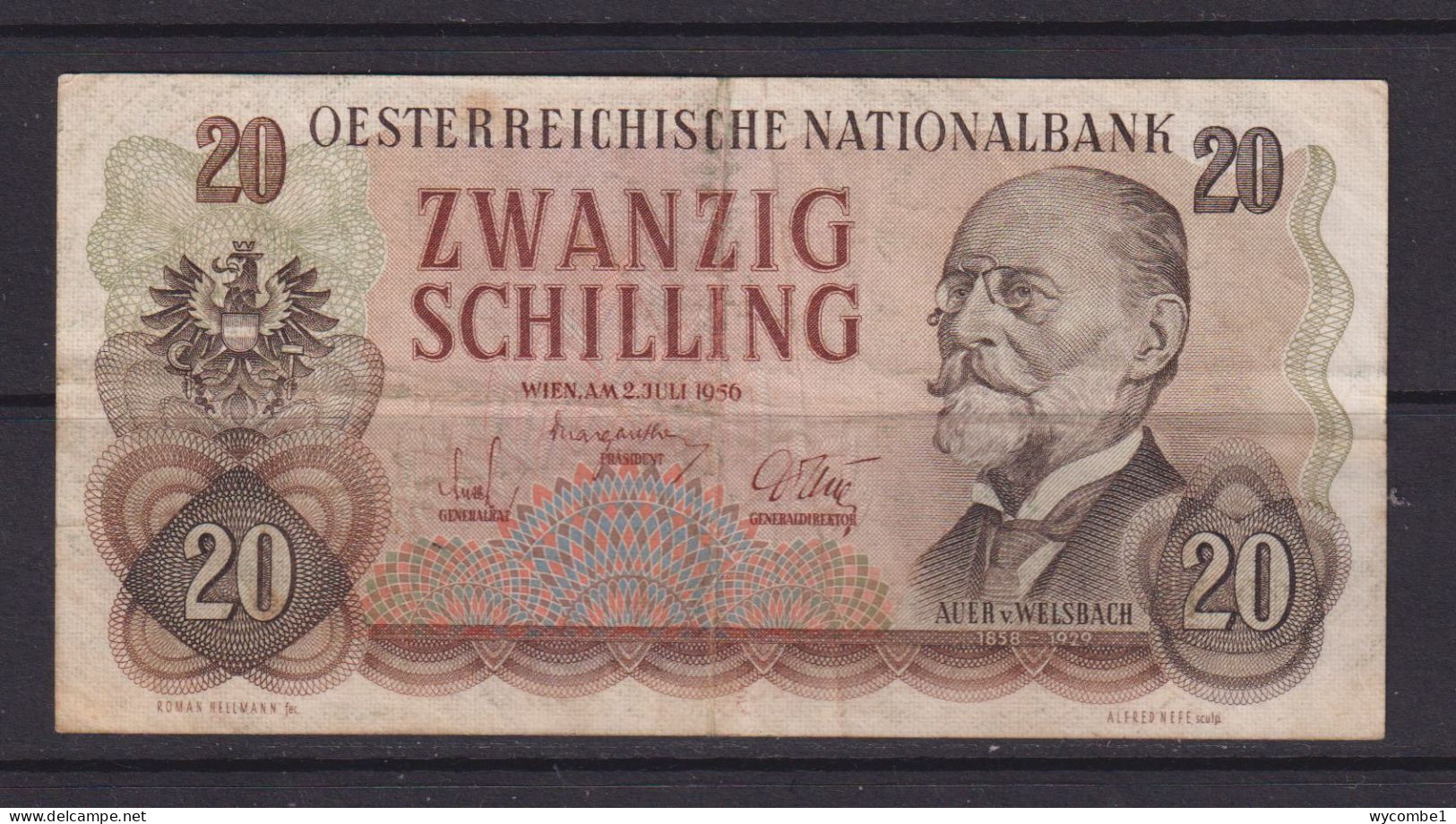 AUSTRIA -  1956 20 Schillings Circulated Banknote - Oesterreich