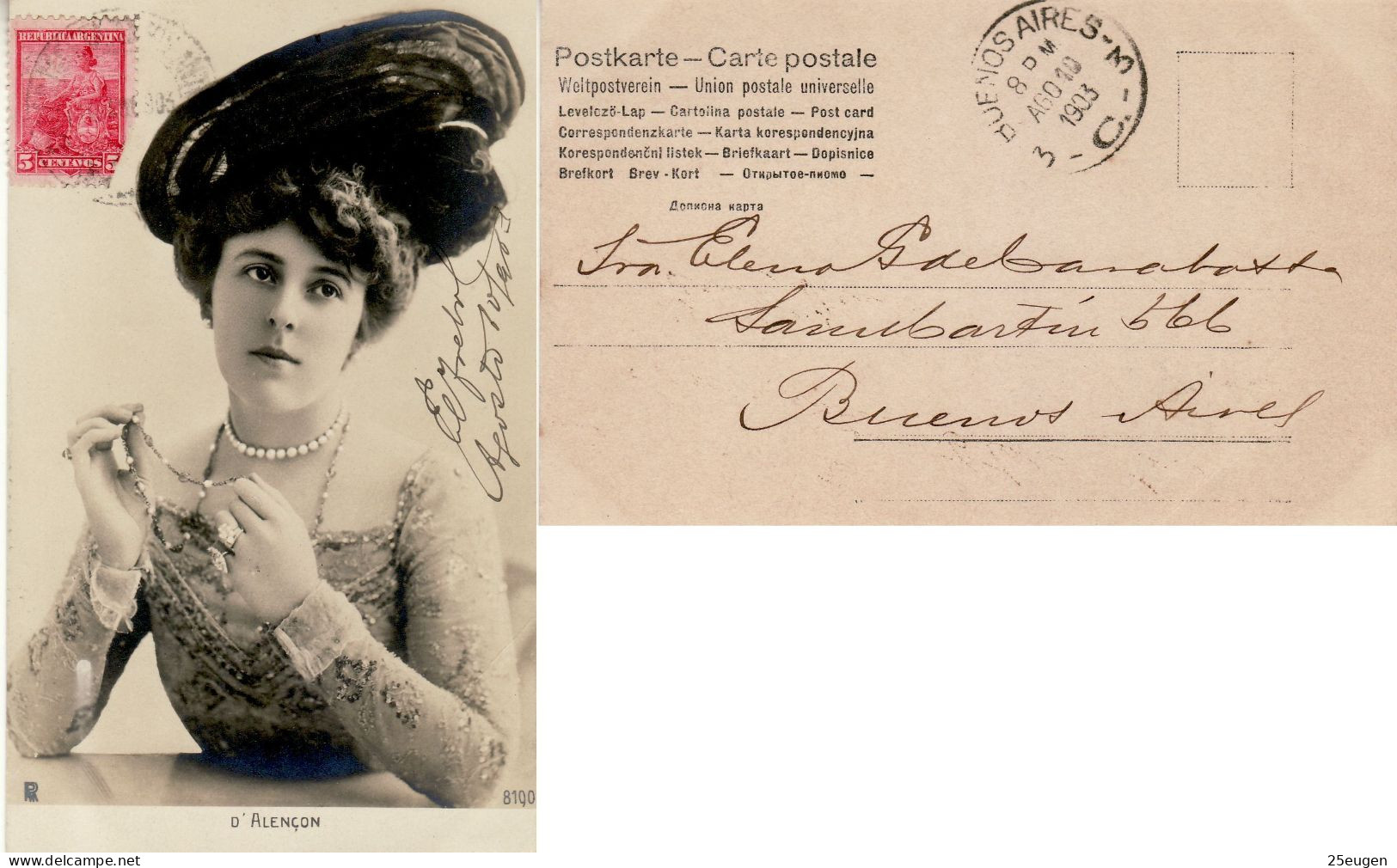 ARGENTINA 1903 POSTCARD SENT TO BUENOS AIRES - Covers & Documents