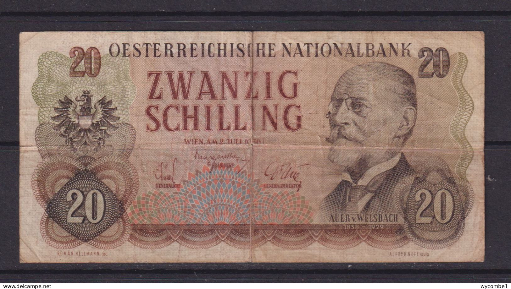 AUSTRIA -  1956 20 Schillings Circulated Banknote - Oesterreich