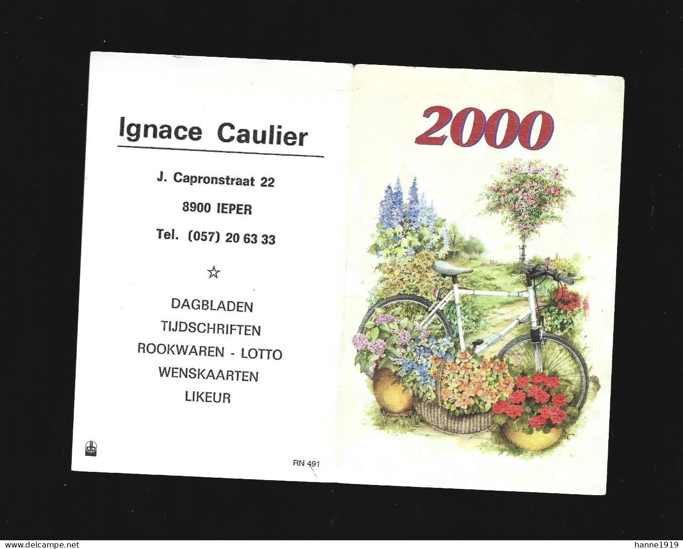 Ieper J. Capronstraat Dagbladhandel Ignace Caulier Kalender 2000 Calendrier Htje - Petit Format : 1991-00