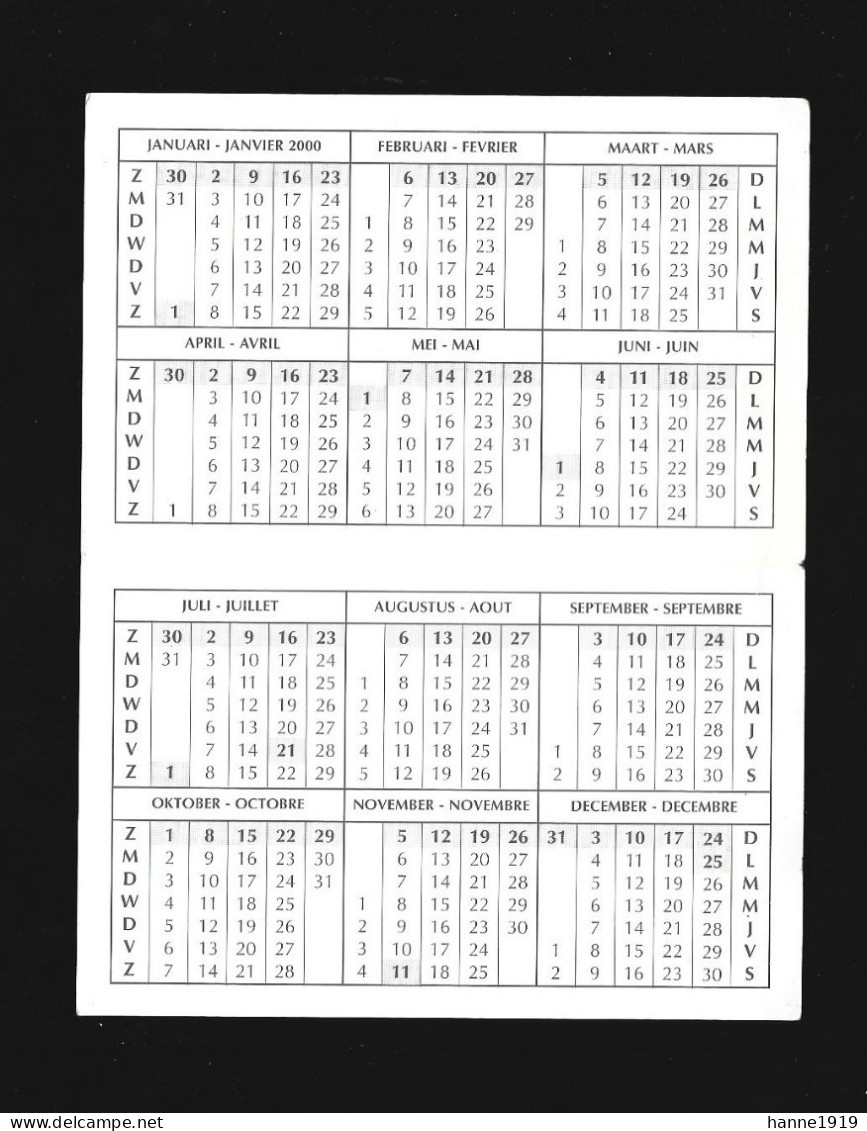 Ieper J. Capronstraat Dagbladhandel Ignace Caulier Kalender 2000 Calendrier Htje - Petit Format : 1991-00