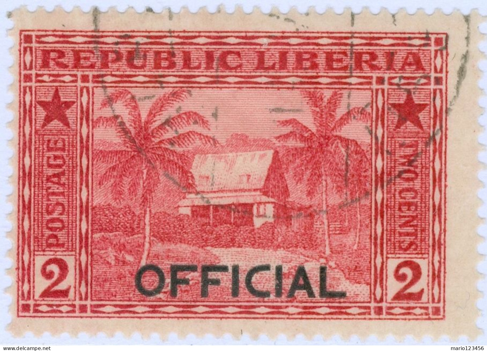 LIBERIA, PAESAGGI, LANDSCAPE, 1920, FRANCOBOLLI USATI Mi:LR D108, Scott:LR O113, Yt:LR S105 - Liberia