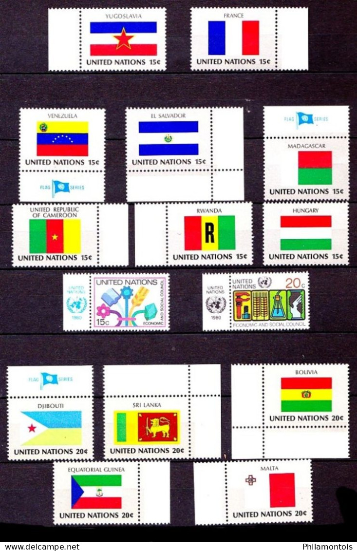 NATIONS-UNIES (3 Agences) - Lot De Timbres 1971/1983 - Tous Différents - Neufs N** - Très Beaux - Cote Environ 100 E. - Collections, Lots & Series