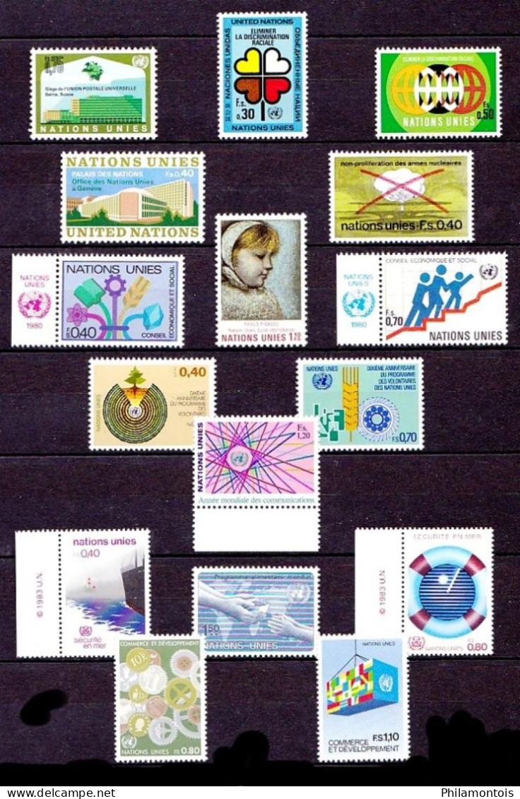 NATIONS-UNIES (3 Agences) - Lot De Timbres 1971/1983 - Tous Différents - Neufs N** - Très Beaux - Cote Environ 100 E. - Collezioni & Lotti