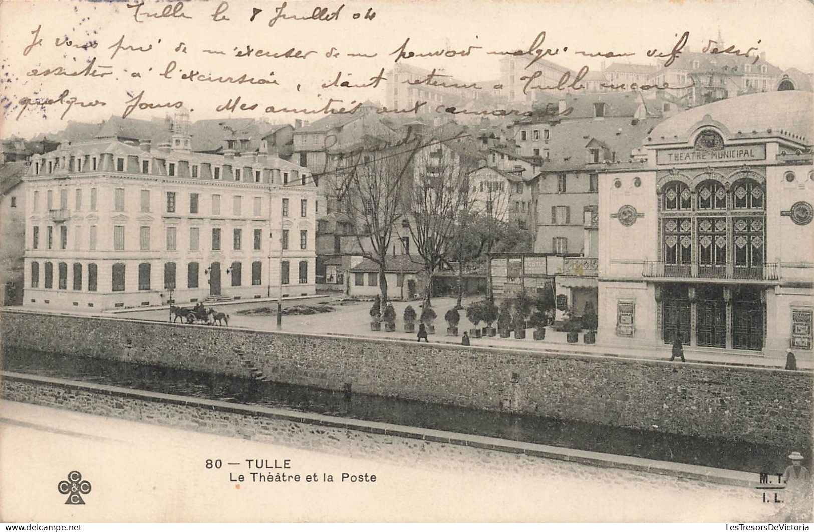 FRANCE - Tulle - Le Théâtre Et La Poste - Carte Postale Ancienne - Tulle