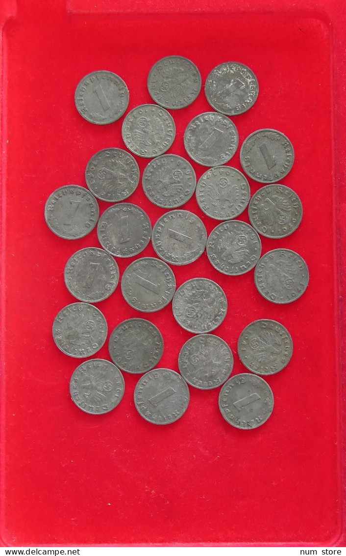 COLLECTION LOT THIRD REICH 1 REICHSPFENNIG 25PC 45G #xx40 0823 - Colecciones Completas Y Lotes