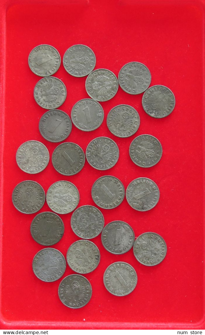 COLLECTION LOT THIRD REICH 1 REICHSPFENNIG 25PC 45G #xx40 0816 - Colecciones Completas Y Lotes