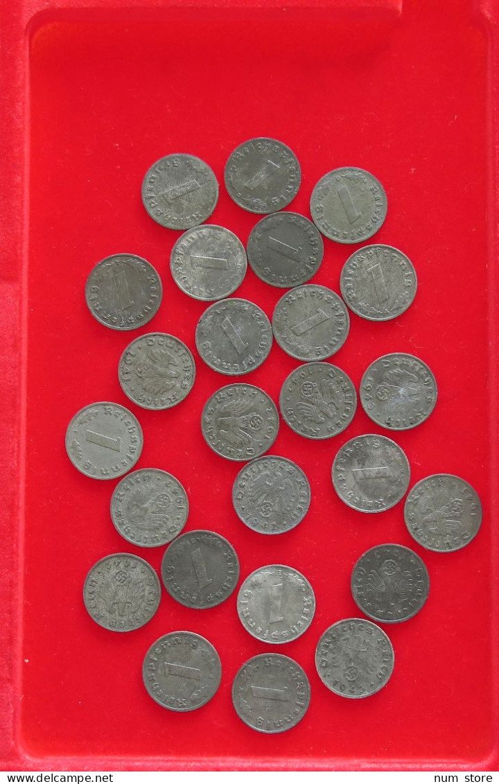 COLLECTION LOT THIRD REICH 1 REICHSPFENNIG 25PC 45G #xx40 0815 - Colecciones Completas Y Lotes